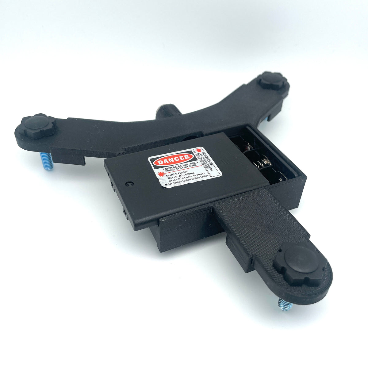 Underside of the printed Garmin R10 stand with battery compartment