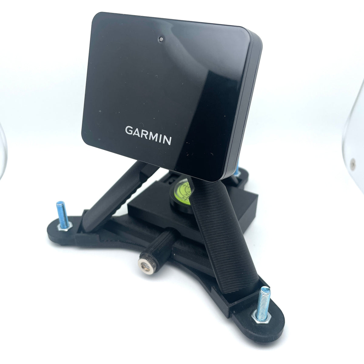Garmin R10 mounted in an assembled example of the downloadable stand design