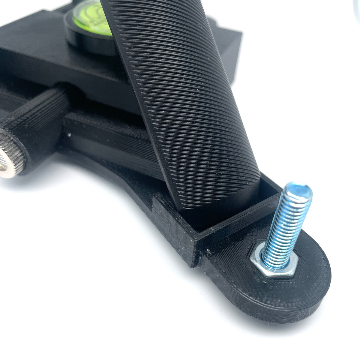 Close-up of the Garmin R10 support and threaded leveling foot