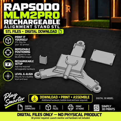 Rapsodo MLM2PRO rechargeable stand STL files — digital download overview