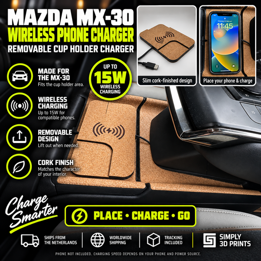 Mazda MX-30 Wireless Phone Charger 15W – Removable Cup Holder Charger