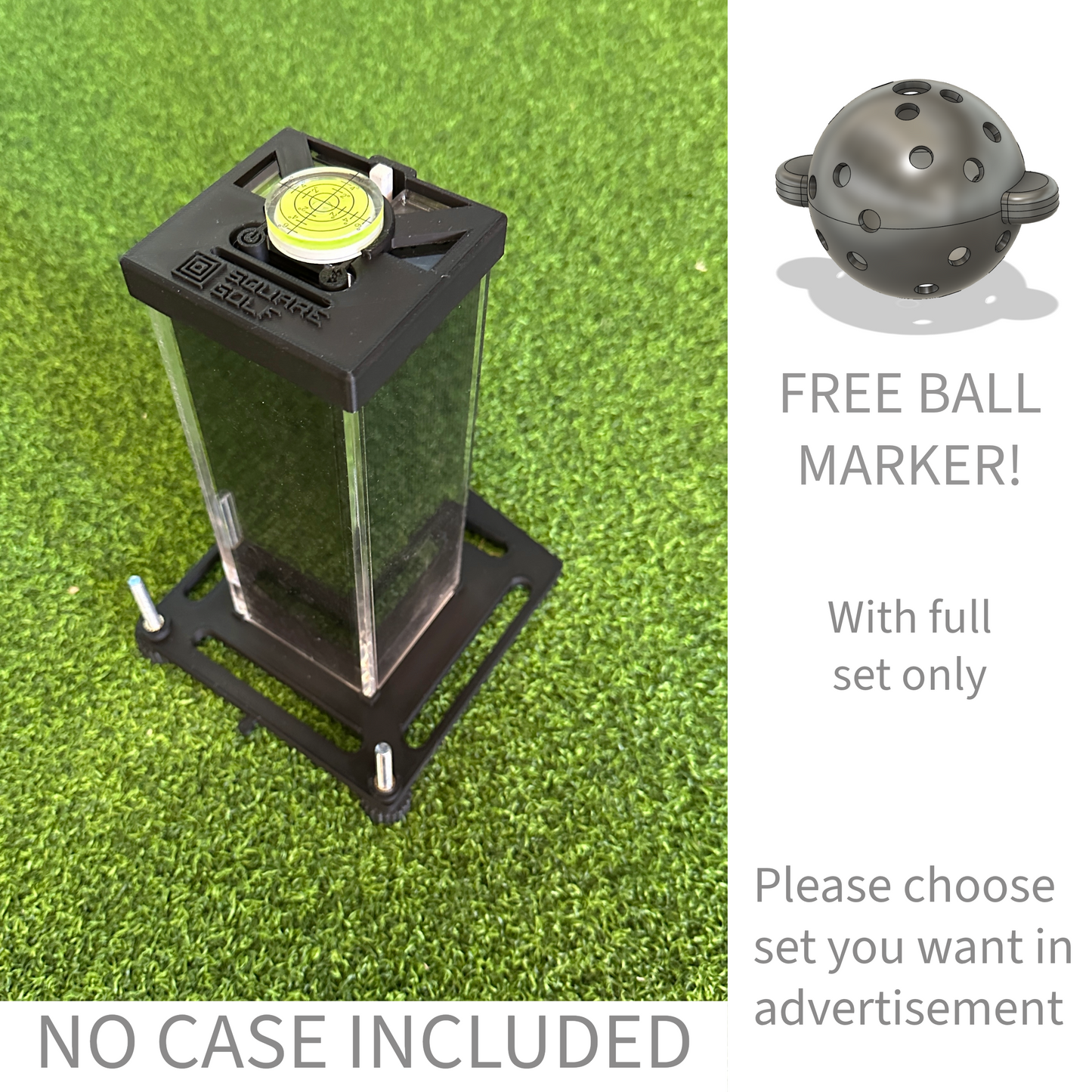 alignment / leveling with ball position tool for Square golfs own acrylic protective Case (case not included)