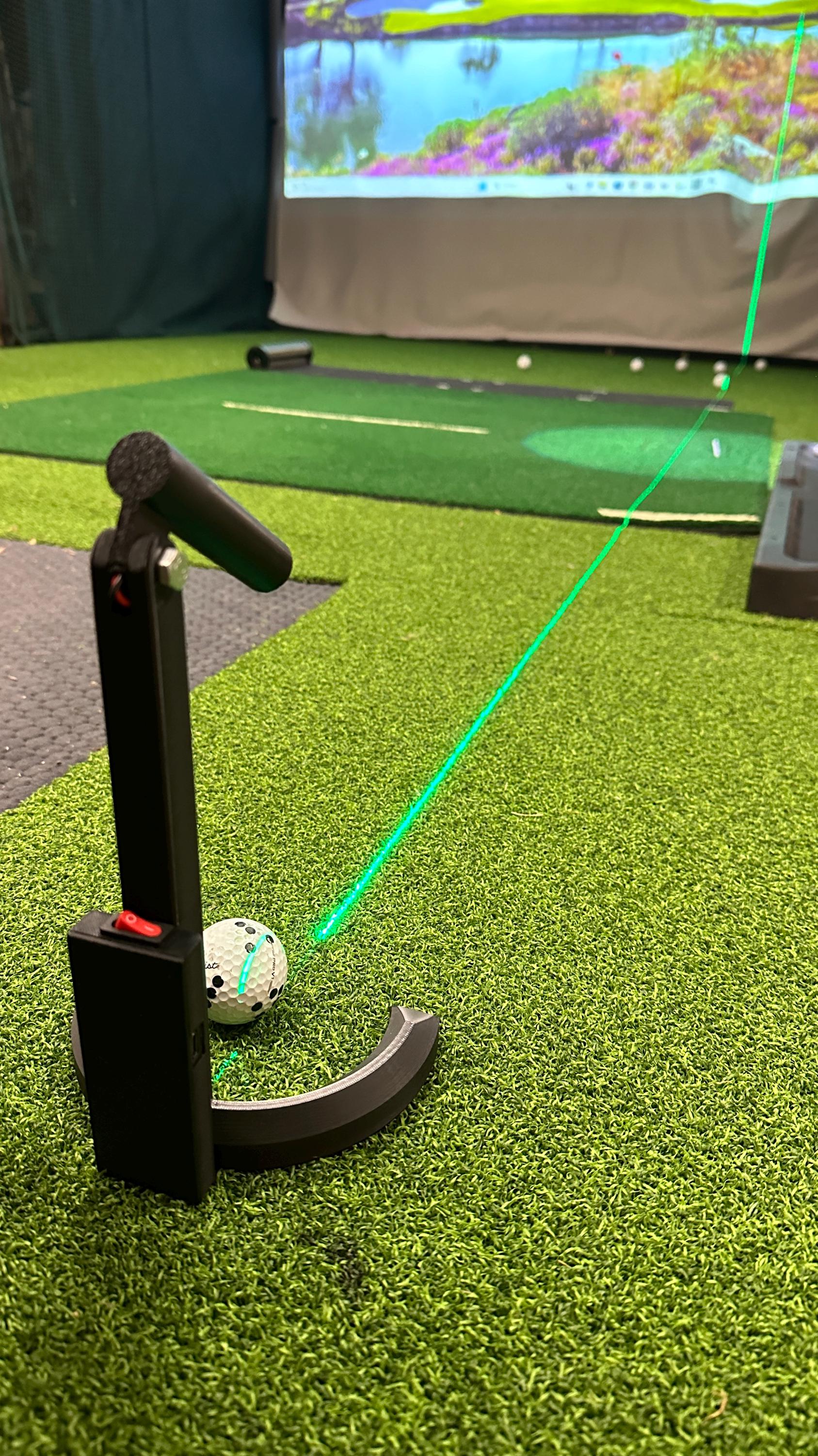 Laser golf sim alignment and putting