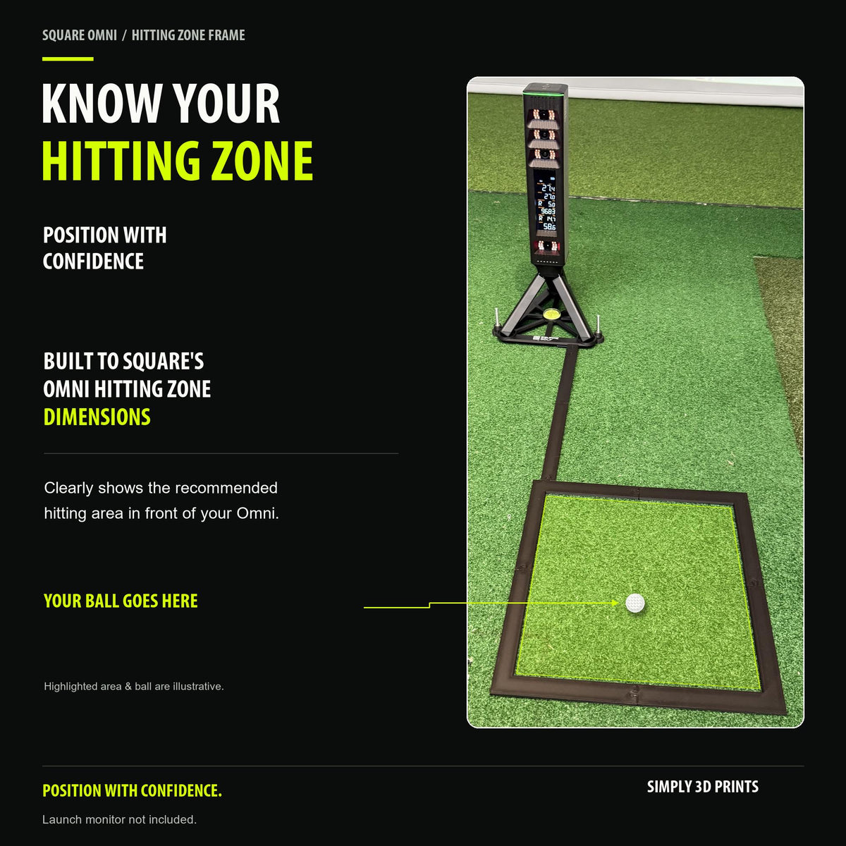 Hitting Zone Frame marking the ball placement area for Square Golf Omni